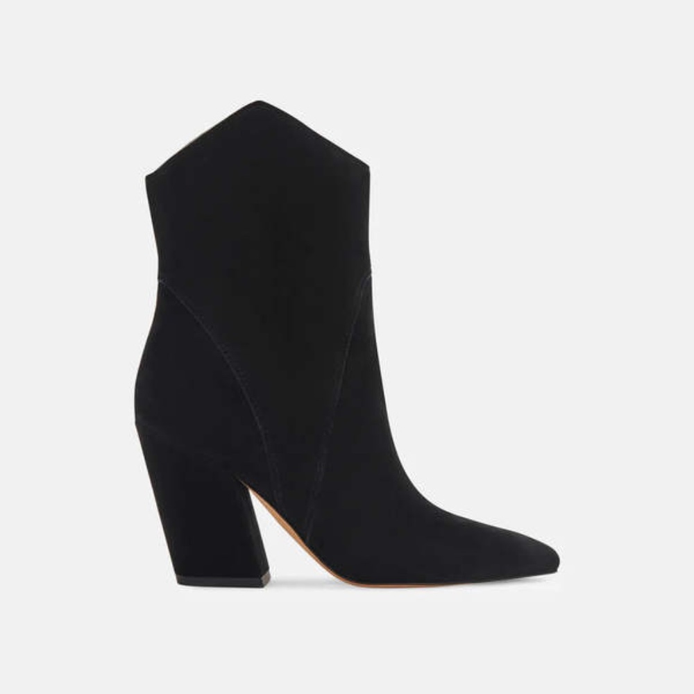 Nestly Womens Suede Pointed Toe Mid-Calf Boots Black size 6